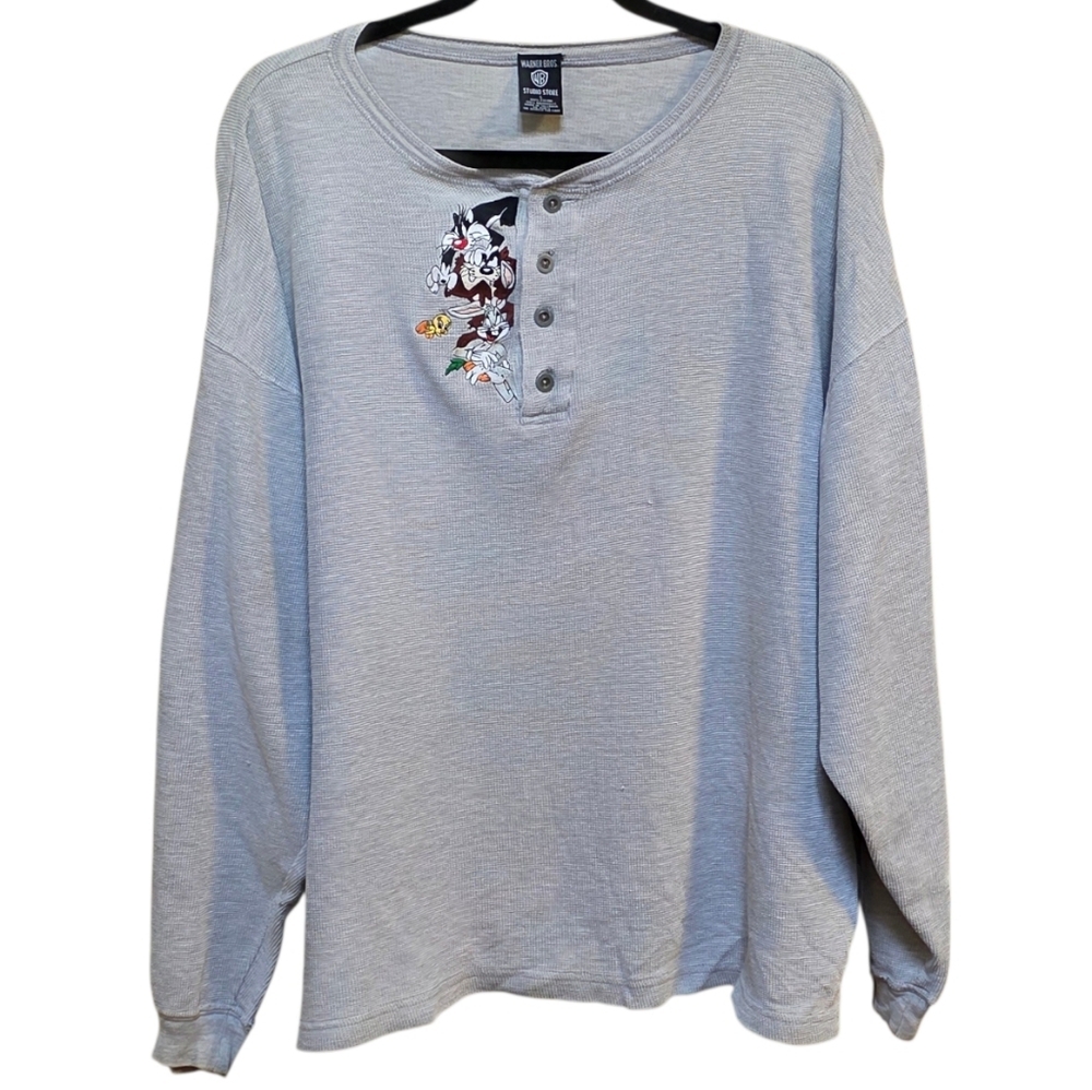 Vintage Warner Bros. Looney Toons Embroidered Henley